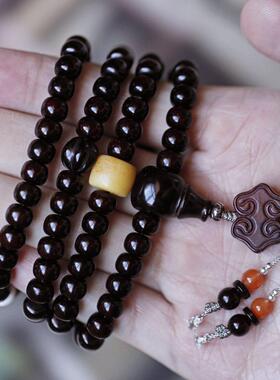 紫檀 原创南笙6*8mm 108颗 木简约盘玩文玩念珠送礼