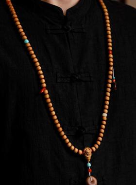 老山檀香 原创灵晔八大守护神9x10mm108颗木简约盘玩文玩念珠送礼