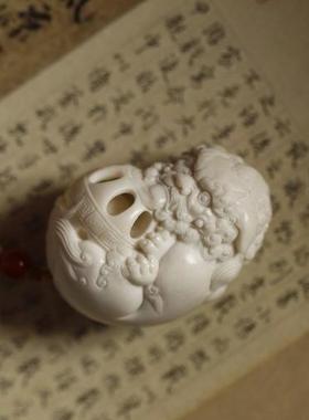 鹿角原创瑞狮手把件男士随身把玩物件汽车挂饰包包钥匙扣挂件送礼