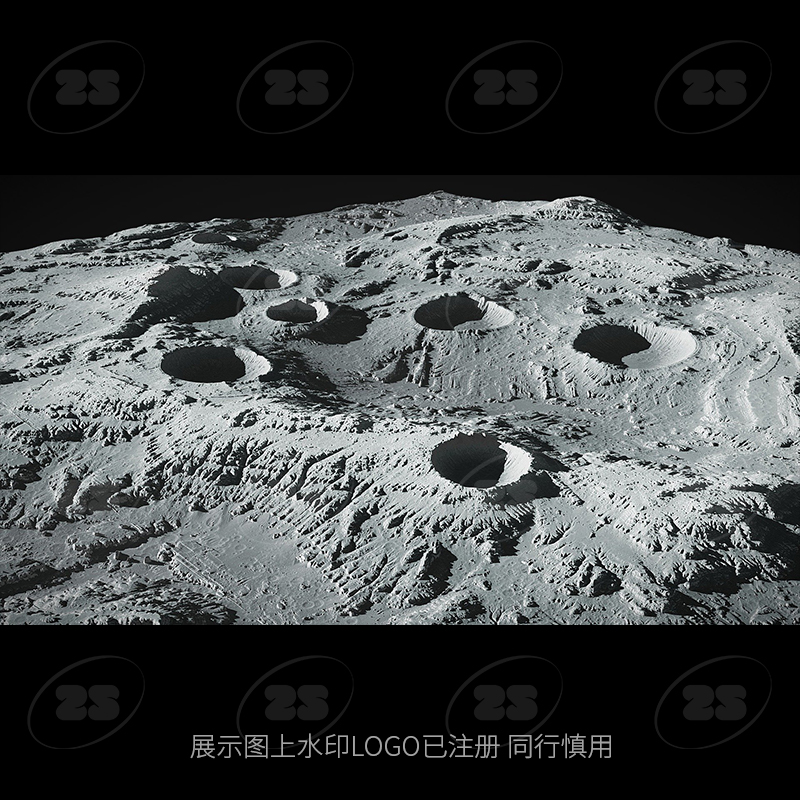 月球地形地貌陨石坑高清贴图3D模型建模素材blender场景山脉603-图1