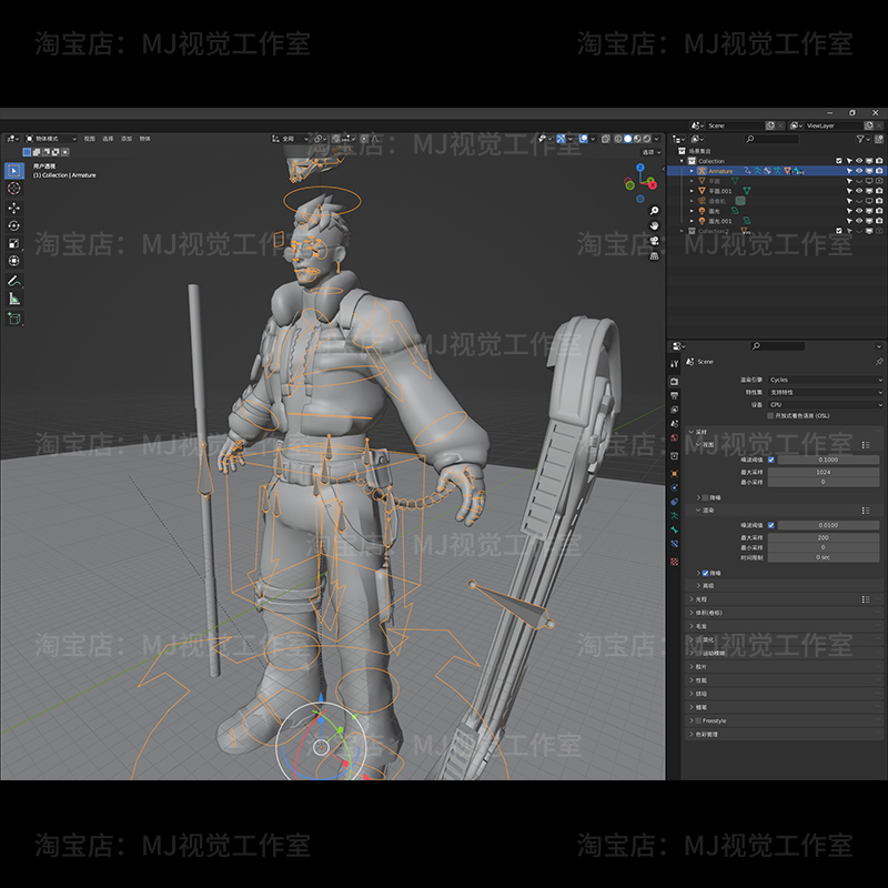 blender角色人物赛博朋克科技科幻绑定骨骼时尚模型建模素材1342 - 图3