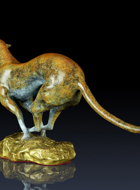 纯铜猎豹工艺品办公室家居装饰品摆件客厅饰品豹子礼品动物铜制品