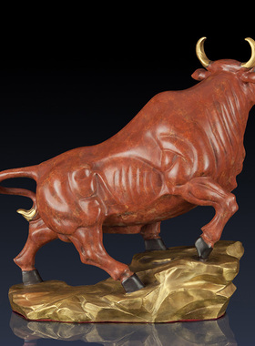 纯铜牛摆件牛气冲天摆件家居客厅装饰品牛工艺品办公室招财牛礼品