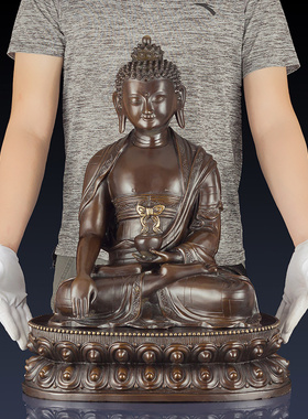 纯铜释迦牟尼佛摆件阿弥陀佛药师佛释迦摩尼佛尼泊尔铜佛像三宝佛