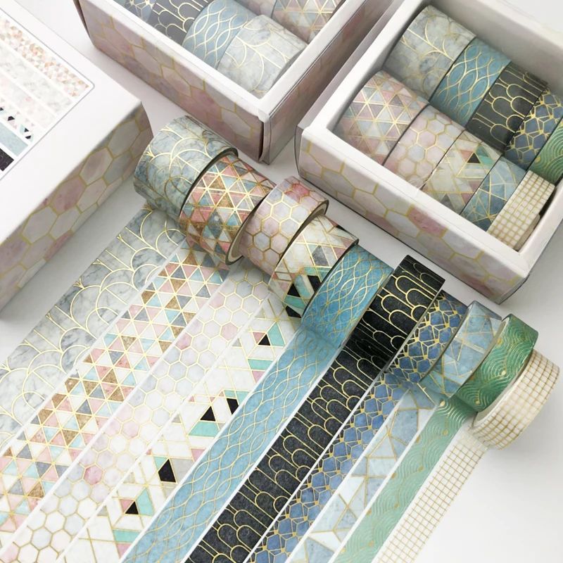 grid washi tape set Japanese paper diy planner masking adhes-图1