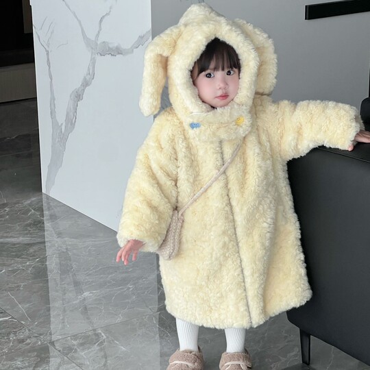 Baby girl's new winter furry long coat