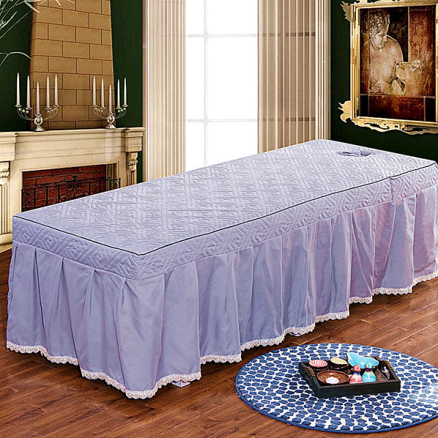 Thickened beauty bed cover single piece physiotherapy massage bed with hole square head bed skirt massage sheet bed cover shampoo bed purple