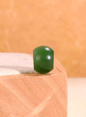 天然俄料碧玉老坑料隔珠9.3x7mm 51号哑光菠菜绿和田玉深绿配珠