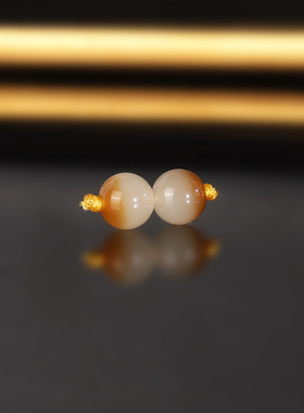 天然新疆且末糖料和田玉糖白散珠6mm一对 2117号 羊脂玉配珠隔珠