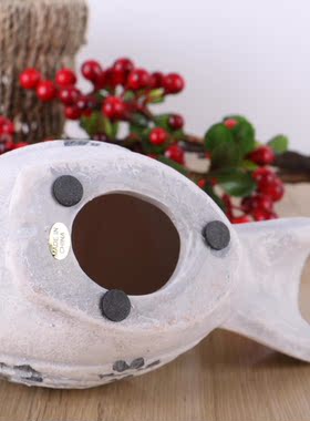 美式乡村风做旧粉白色陶瓷小鸟