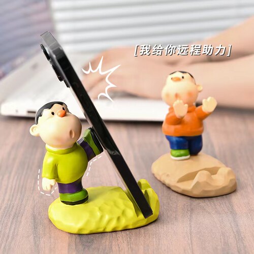 新款胖虎手机支架懒人手机座可爱桌面摆件创意办公室工位潮玩礼物 - 图1