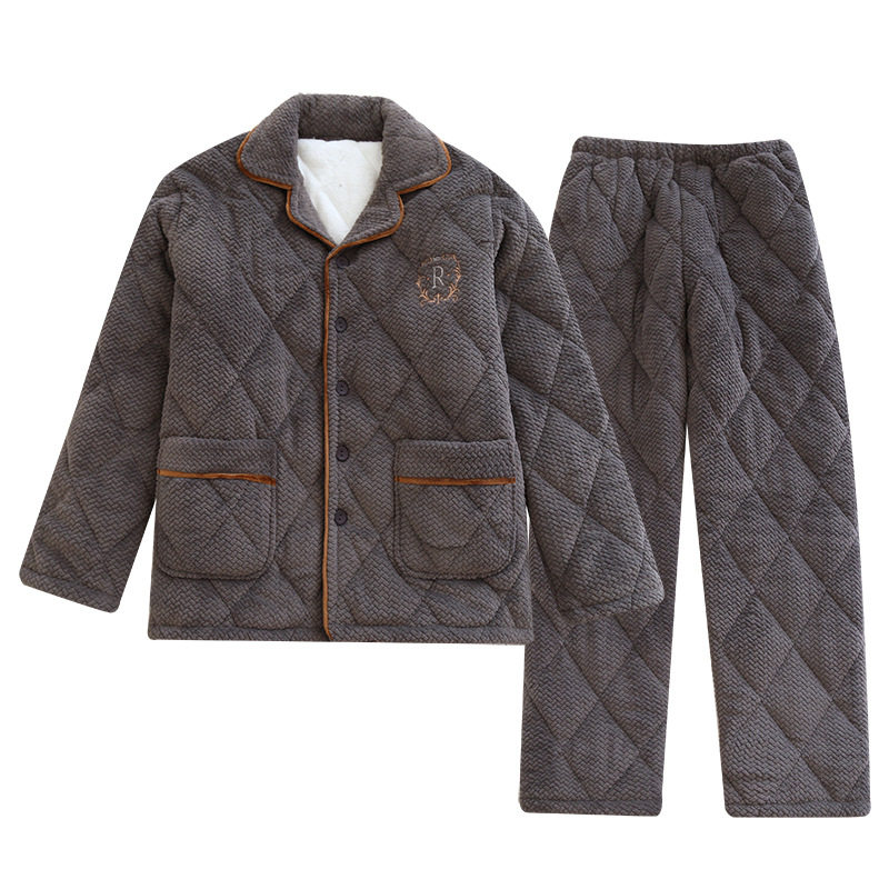 睡衣男款冬季三层夹棉2025新款冬天珊瑚绒加绒加厚家居服套装,淘宝优惠券,粉丝福利购,淘宝优惠卷