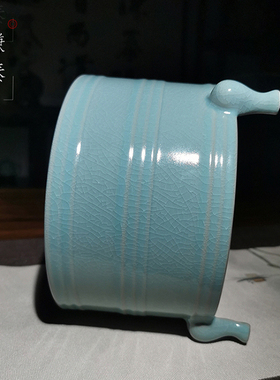 谦泰汝窑仿宋玄纹尊文房摆件