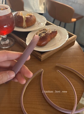 细发箍！日系纯色豆沙紫色简约款甜美外出韩版发箍布艺气质发饰