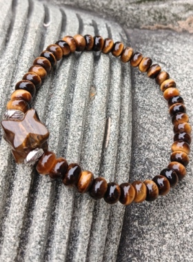 天然虎眼石利比亚梅尔卡巴手链手串时尚百搭饰品礼物送女友闺蜜