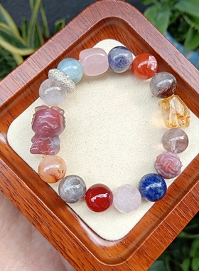 天然水晶手链女款单圈多宝水晶手串送女友闺蜜DIY礼物水晶原创款