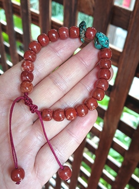 天然绿松石8mm南红直切编绳手链手串礼物