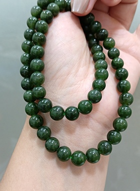 天然8mm碧玉项链妈妈链新中式搭配项链