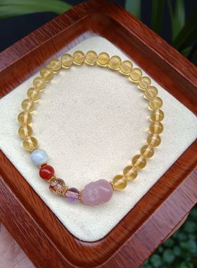 天然琥珀金珀貔貅手链女招财招桃花转运手串水晶手链闺蜜礼物