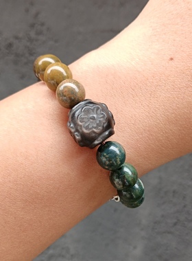 原创设计海洋碧玉小众设计感撞色天然水晶手链情侣款百搭手串