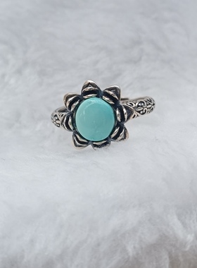 天然绿松石戒指女款复古民族风个性简约百搭时尚个性指环配证书