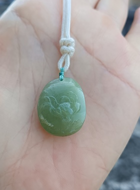 天然和田玉晴水色莲花吊坠女款项链毛衣链颈链配饰礼物原创款