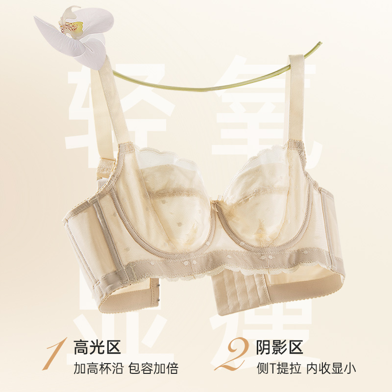 【8月新品】内衣夏季女薄款性感大胸显小胸遮副乳调整型大码文胸-图1