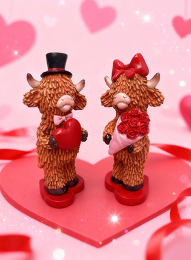 跨境母亲节礼品高地牛情侣树脂摆件新婚礼物创意家居装饰工艺品