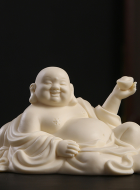 叶泽帅大师白色招财弥勒佛摆件