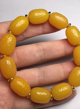 天然黄玛瑙回纹桶珠手串鸡油黄招财转运手链男女时尚手饰礼物