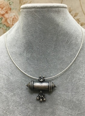 印度东南亚925银古董流苏款吊坠