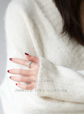 Girl Crush/璀璨星河人字纹排戒S925银镀白金高级小众戒指