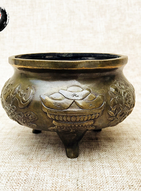 古城 纯铜福禄寿香炉摆件 仿古元宝兽头家用室内饰品工艺品