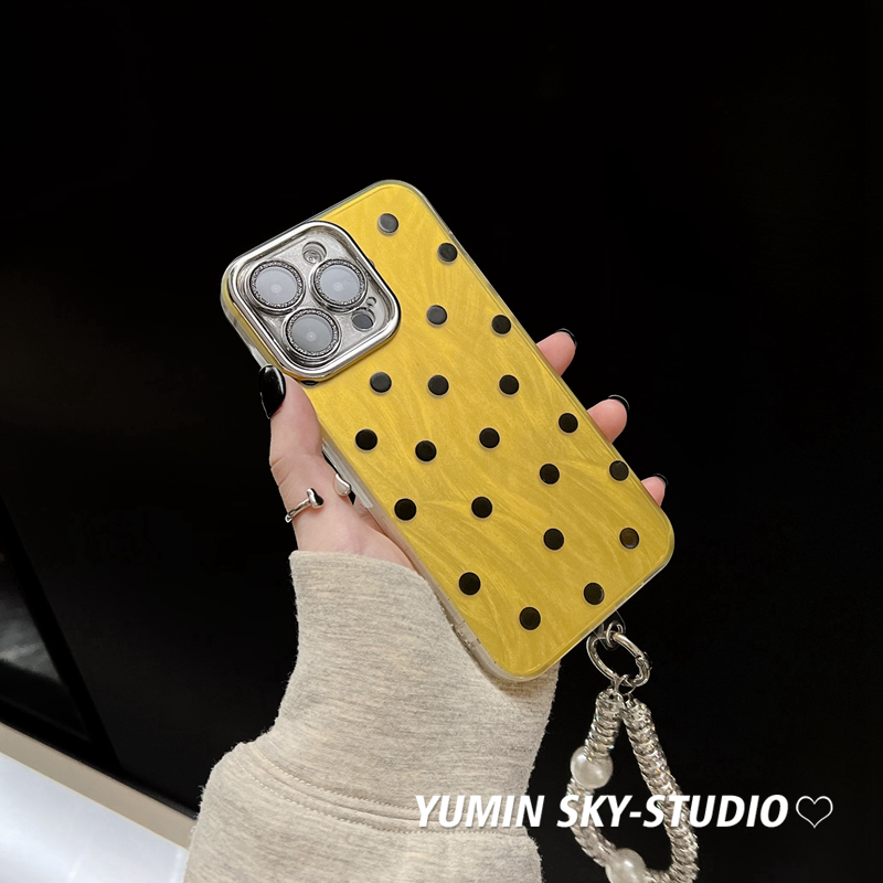 YUMIN SKY·适用辣妹ins黑色波点iPhone15pro max苹果14Pro手机壳11高级感plus手链13女款12Promax简约保护套 - 图2