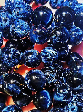 天然彼得石手串全蓝地球纹暴风雨