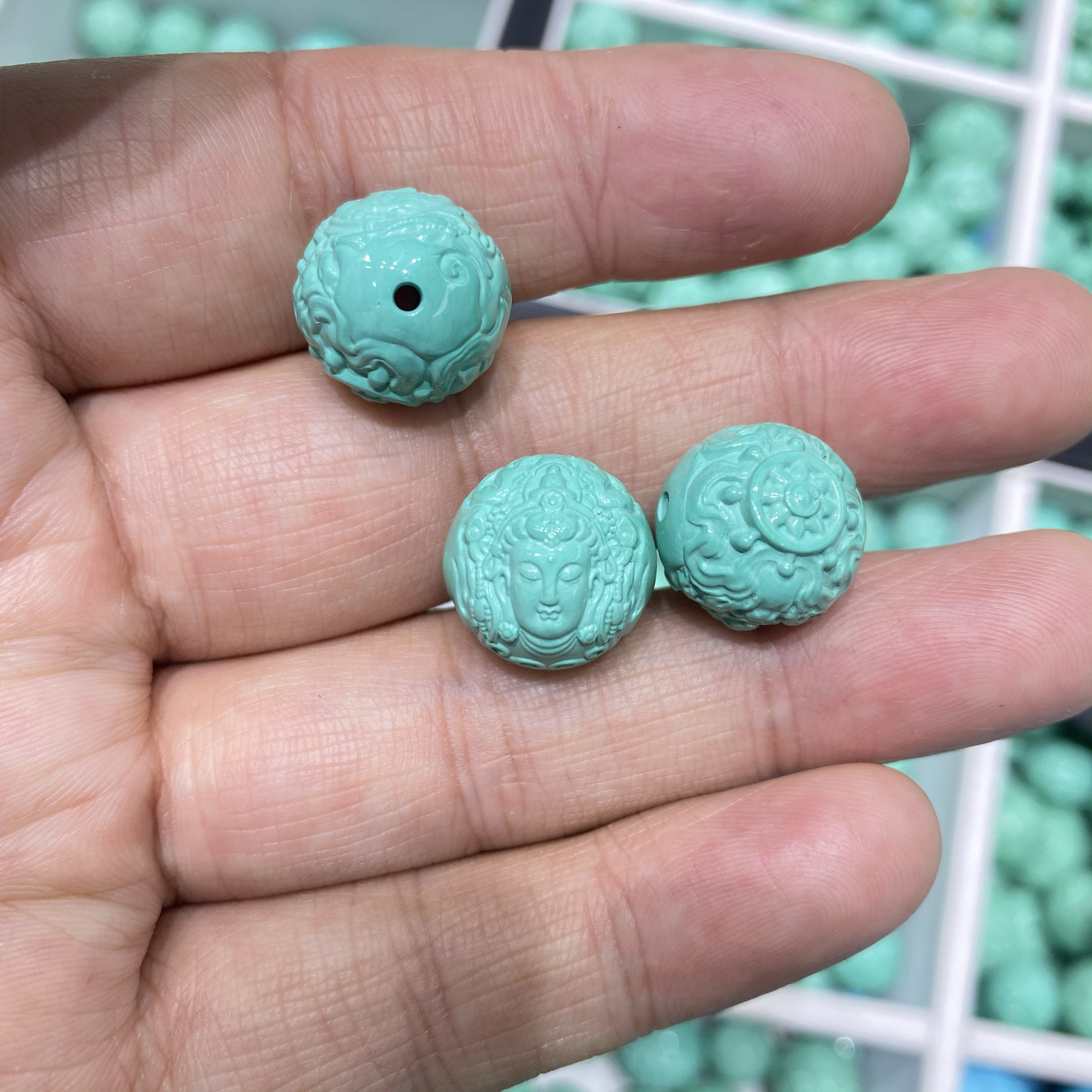 天然湖北绿松石雕刻观音珠金刚星月菩提猴头文玩手串配饰链,淘宝优惠券,粉丝福利购,淘宝优惠卷