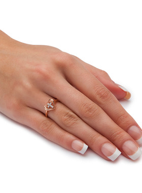 925银镀18k黄金十字架爱心戒指