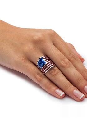 红宝石星条旗女士时尚风戒指