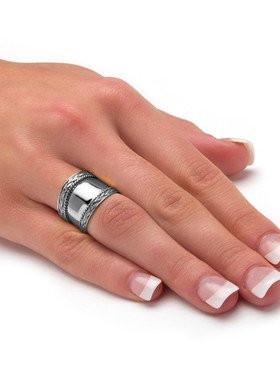 925银编织复古女士宽版雪茄戒指