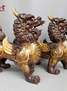 聚财貔貅瑞兽大型神像黄铜摆件