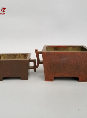 家用黄铜四方鼎炉仿古工艺品