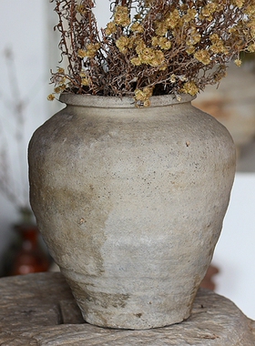 元代陶罐 水培绿植花器 空间造景装饰摆件 温润陶器 茶室书房雅玩