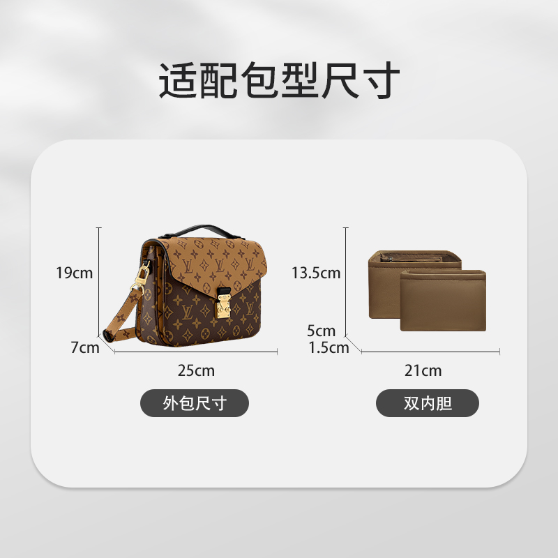 适用LV Pochette Metis邮差包双内胆包中包尼龙收纳整理内衬轻薄 - 图0