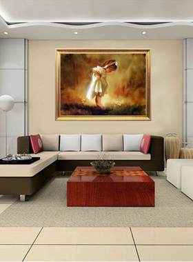 人物欧式风入户玄关横版油画作品