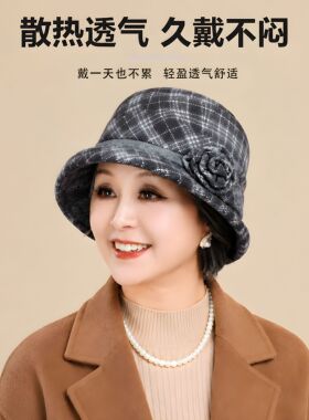 啄木鸟中老年女秋冬毛呢渔夫帽