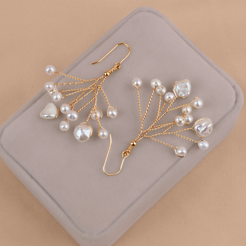 丹姐饰品925纯银耳坠天然淡水珍珠耳环长款气质耳饰日韩风格EH012 - 图1