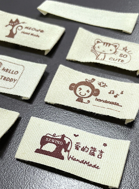 儿童服装布标纯棉卡通领标丝印标