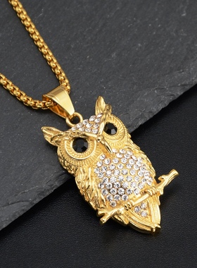 欧美镶钻男士钛钢情侣夜店项链