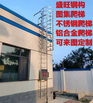 Galvanized Steel Climbing Ladder Protection Cage Sewage Pool Fire Iron Ladder Roofing Climbing Ladder Inspection Ladder Against Wall Ladder Steel Tube Straight Ladder