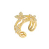 Designer metal texture C-shaped diamond hoop four-leaf flower butterfly earrings necklace ring set flowers